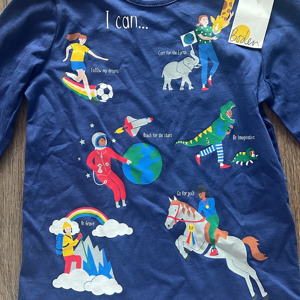 NWT Mini Boden Girls Starboard Blue When I Grow Up Top - Picture 4 of 6